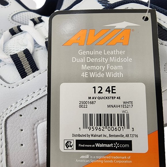 Avia Mens Leather Walking Shoes 8 4E Extra Wide Memory Foam Lace-up Lightweight - Picture 5 of 11